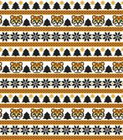 Knitted Christmas and New Year pattern in Tiger. Wool Knitting Sweater Design. Wallpaper wrapping paper textile print. vector