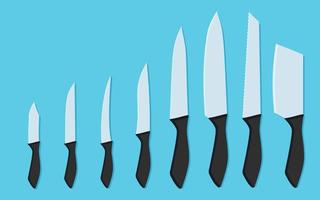 Flat vector knife collection. Kitchen dagger set.