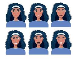 personas avatar mujeres con diferentes emociones. eps 10
