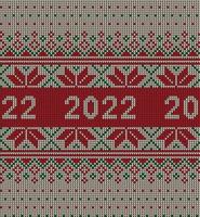 New Year Seamless Knitted Pattern with number 2022. Knitting Sweater Design. Wool Knitted Texture. Vector illustration