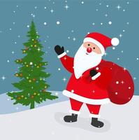 Vector cartoon illustration of cute Santa Claus. christmas greeting card vector illustration design
