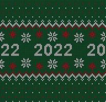 New Year Seamless Knitted Pattern with number 2022. Knitting Sweater Design. Wool Knitted Texture. Vector illustration