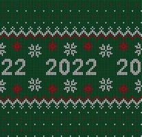 New Year Seamless Knitted Pattern with number 2022. Knitting Sweater Design. Wool Knitted Texture. Vector illustration