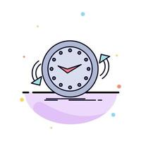 reloj de respaldo en el sentido de las agujas del reloj en contra del tiempo vector de icono de color plano