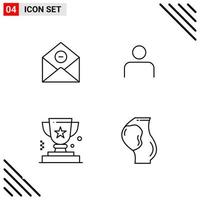 Pixle Perfect Set of 4 Line Icons Outline Icon Set for Webite Designing and Mobile Applications Interface Creative Black Icon vector background