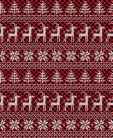 Knitted Christmas and New Year pattern at Buffalo Plaid. Wool Knitting Sweater Design. Wallpaper wrapping paper textile print. vector