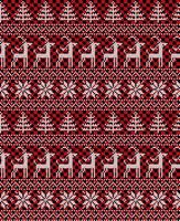 Knitted Christmas and New Year pattern at Buffalo Plaid. Wool Knitting Sweater Design. Wallpaper wrapping paper textile print. vector