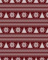 Knitted Christmas and New Year pattern at Buffalo Plaid. Wool Knitting Sweater Design. Wallpaper wrapping paper textile print. vector