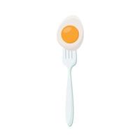 Egg on forks Concept of diet. Vector illustration.