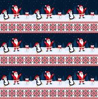 Knitted Christmas and New Year pattern. Wool Knitting Sweater Design. Wallpaper wrapping paper textile print. vector