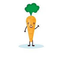 Vector flat illustration of cheerful cartoon carrot isolated on white background eps 10