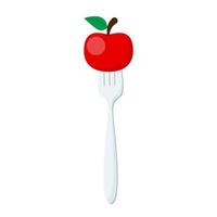 Apple on forks Concept of diet. Vector illustration.