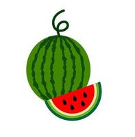 Watermelon vector icon on white background, flat, cartoon style. For web design and print.