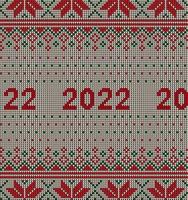 New Year Seamless Knitted Pattern with number 2022. Knitting Sweater Design. Wool Knitted Texture. Vector illustration