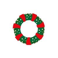 Isolated Christmas wreath on white background flat style vector