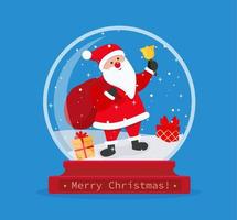 Christmas snow globe with santa claus inside. Merry Christmas. Celebrating new year and christmas. Vector illustration in flat style