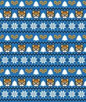 Knitted Christmas and New Year pattern in Tiger. Wool Knitting Sweater Design. Wallpaper wrapping paper textile print. vector