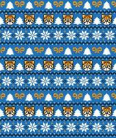 Knitted Christmas and New Year pattern in Tiger. Wool Knitting Sweater Design. Wallpaper wrapping paper textile print. vector