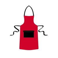 delantal de algodón de cocina en blanco rojo aislado. delantal protector uniforme para cocinar. ilustración vectorial vector