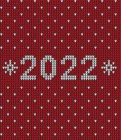 New Year Seamless Knitted Pattern with number 2022. Knitting Sweater Design. Wool Knitted Texture. Vector illustration