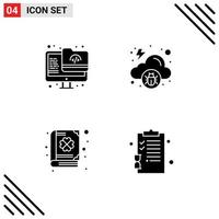 Stock Vector Icon Pack of 4 Line Signs and Symbols for archive clover screen virus patrick Editable Vector Design Elements