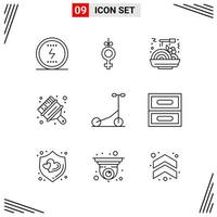 9 Icons Line Style Grid Based Creative Outline Symbols for Website Design Simple Line Icon Signs Isolated on White Background 9 Icon Set Creative Black Icon vector background