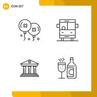 4 Icon Set Line Style Icon Pack Outline Symbols isolated on White Backgound for Responsive Website Designing vector