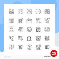 Line Pack of 25 Universal Symbols of calling wave school sound line Editable Vector Design Elements