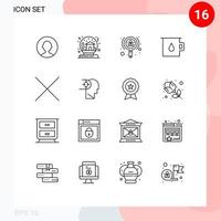 paquete de 16 signos y símbolos de contornos modernos para medios de impresión web, como elementos de diseño de vectores editables para bebés