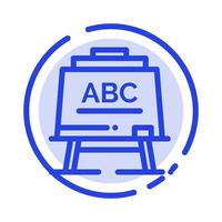 aprendizaje maestro abc tablero línea punteada azul icono de línea vector