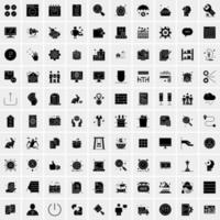 Set of 100 Universal Solid Icons vector