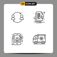 4 User Interface Line Pack of modern Signs and Symbols of avatar accountant transfer file money Editable Vector Design Elements