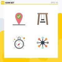 Editable Vector Line Pack of 4 Simple Flat Icons of check in biology park logistics chemistry Editable Vector Design Elements