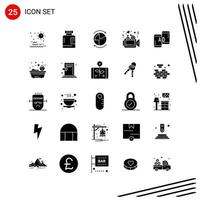 Collection of 25 Vector Icons in solid style Pixle Perfect Glyph Symbols for Web and Mobile Solid Icon Signs on White Background 25 Icons