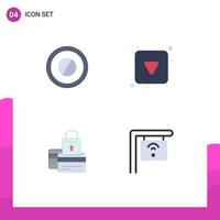 Group of 4 Modern Flat Icons Set for medical credit play button full secure Editable Vector Design Elements