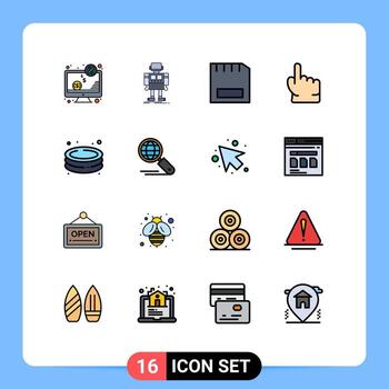 16 Flat Color Filled Line concept for Websites Mobile and Apps point finger robotic hardware devices Editable Creative Vector Design Elements