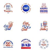 Happy fathers day 9 Blue and red vintage retro type font Illustrator eps10 Editable Vector Design Elements