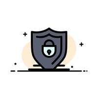 Internet Shield Lock Security  Business Flat Line Filled Icon Vector Banner Template