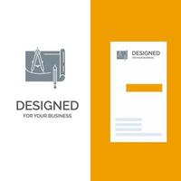 plano de arquitectura plano de construcción plan de papel diseño de logotipo gris y plantilla de tarjeta de visita vector