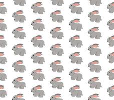 Seamless Pattern of Cartoon Bunny and Flower Design on Blue Background vector