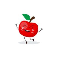 Cute happy apple character. Funny fruit emoticon in flat style. vector