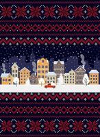 Knitted Christmas and New Year pattern. Wool Knitting Sweater Design. Wallpaper wrapping paper textile print. vector