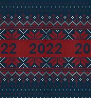 New Year Seamless Knitted Pattern with number 2022. Knitting Sweater Design. Wool Knitted Texture. Vector illustration