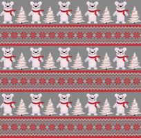 Knitted Christmas and New Year pattern. Wool Knitting Sweater Design. Wallpaper wrapping paper textile print. vector