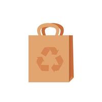 Eco empty bag kraft brown blank cardboard rectangle isolated on white background. vector