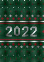 New Year Seamless Knitted Pattern with number 2022. Knitting Sweater Design. Wool Knitted Texture. Vector illustration