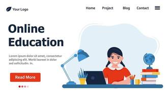 Online education landing page. Banner or landing page template. vector illustration