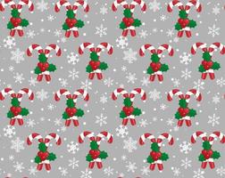 Christmas vector seamless pattern with candy canes and snowflakes. Background for wrapping paper, fabric print, greeting cards design