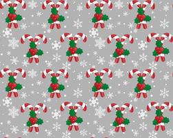 Christmas vector seamless pattern with candy canes and snowflakes. Background for wrapping paper, fabric print, greeting cards design