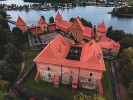 Trakai Island Castle by drone in Lithuania photo